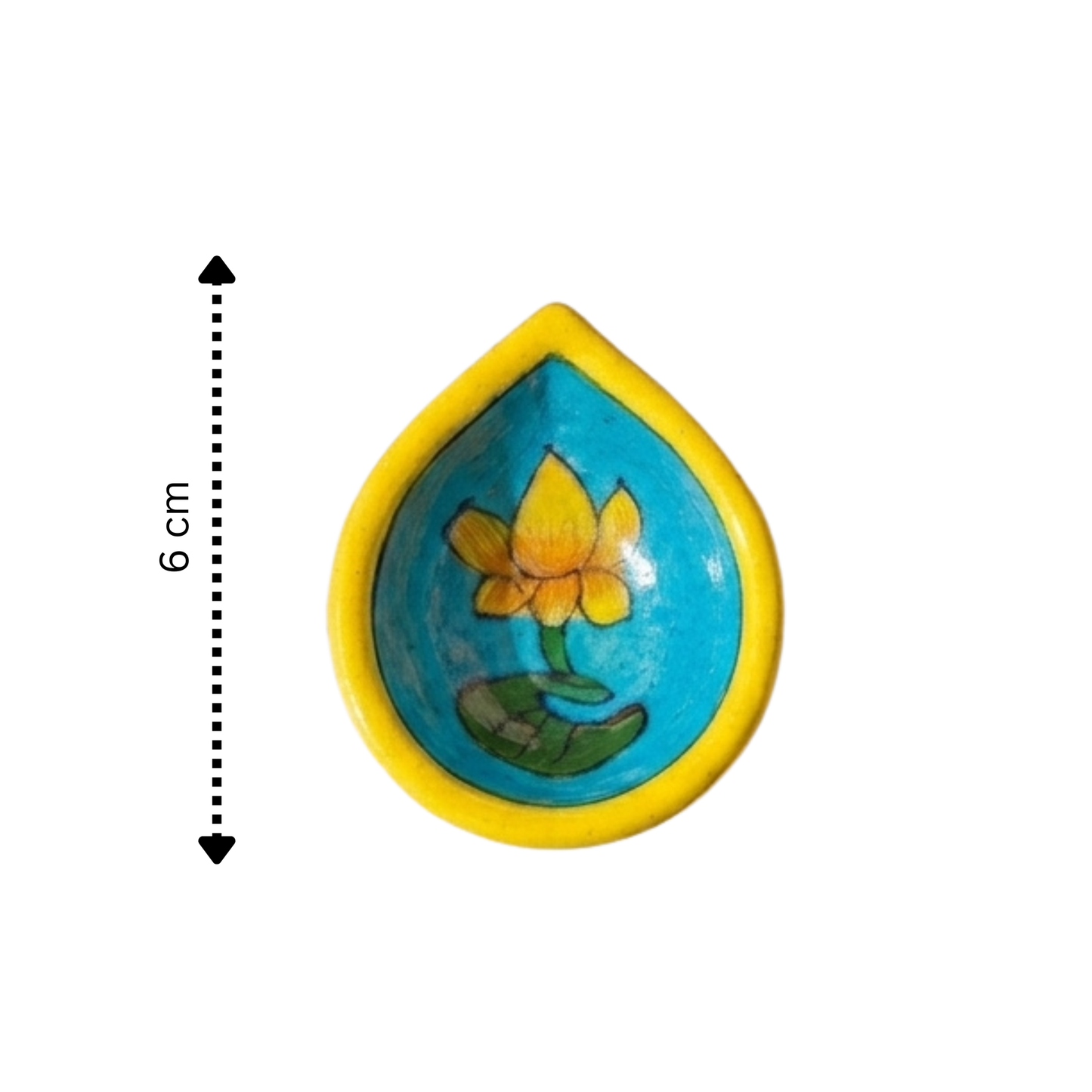 Hand-Painted Turquoise Lotus Diya