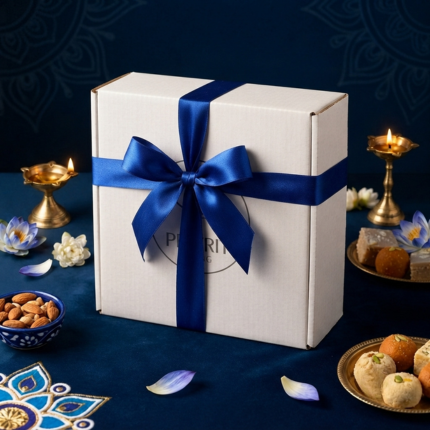 Diya & Tealight Duo — Blue Pottery Diwali Gift Set