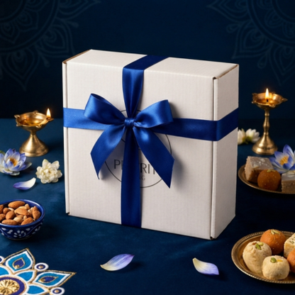Diya & Tealight Duo — Blue Pottery Diwali Gift Set