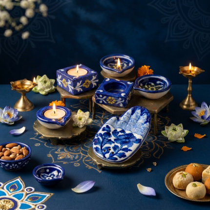 The Complete Ritual Set — Diya, Tealight & Incense Holder