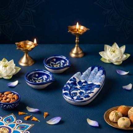 Diya & Hamsa Incense Holder — Puja Gift Set