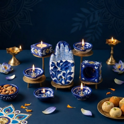The Complete Ritual Set — Diya, Tealight & Incense Holder