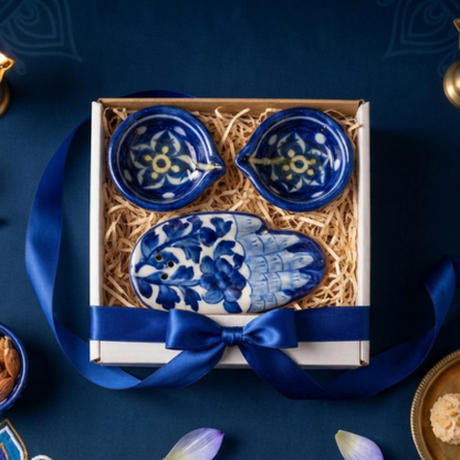 Diya & Hamsa Incense Holder — Puja Gift Set
