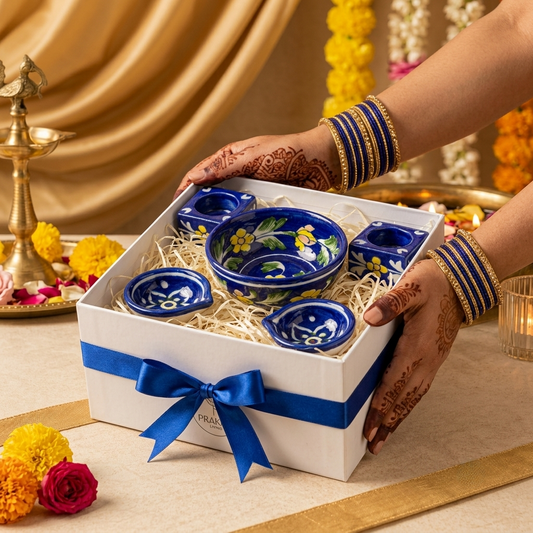 Festive Home Set — Diya, Tealight & Footed Bowl