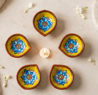 Hand-Painted Floral Diya