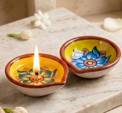 Hand-Painted Floral Diya