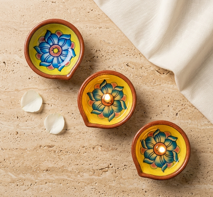 Hand-Painted Floral Diya