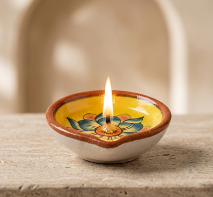 Hand-Painted Floral Diya