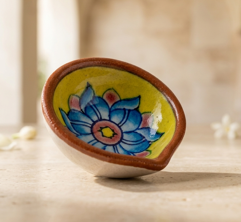 Hand-Painted Floral Diya